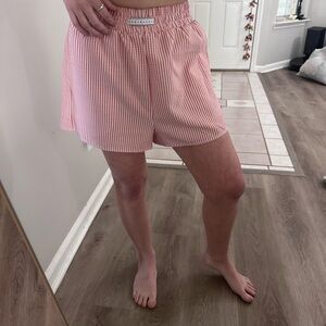Missguided Pink and White Striped Boxer Style Shorts